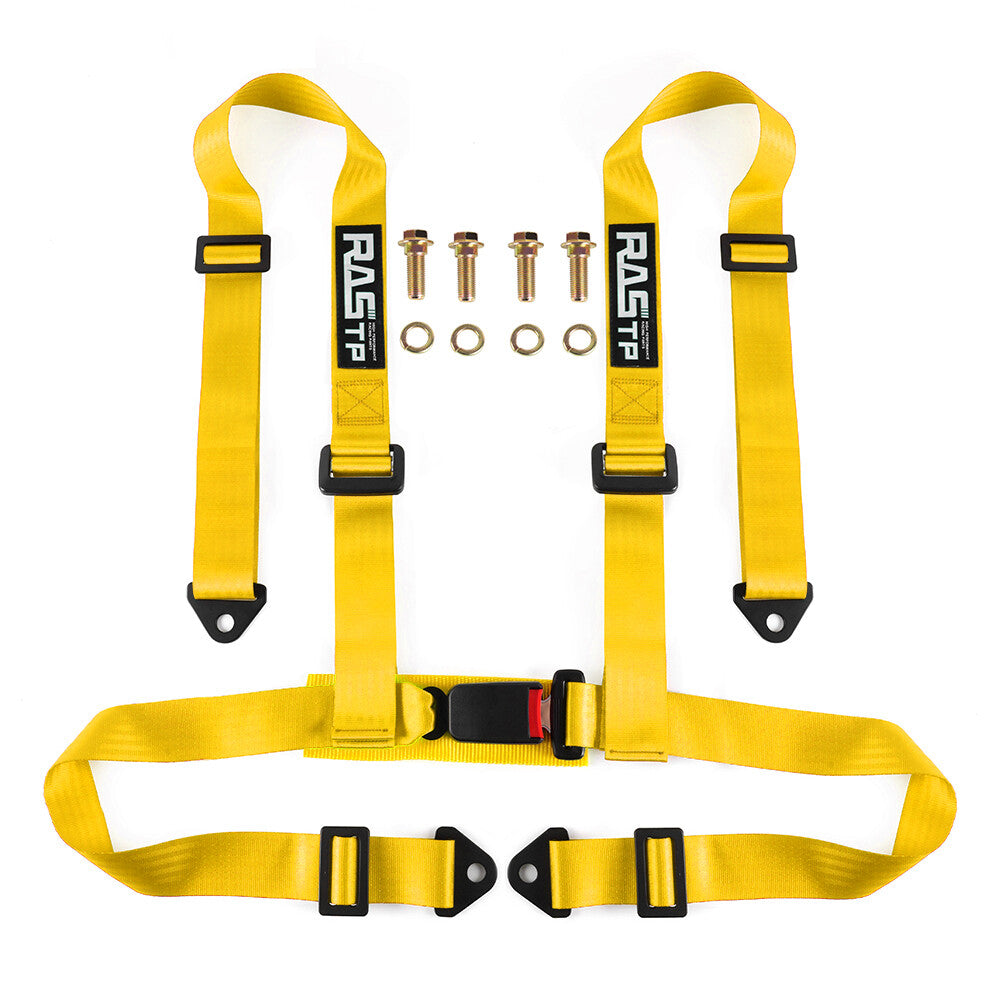 2 4-Point Adjustable Racing for Seat Belts Harness Shoulder Straps 2X yellow Q