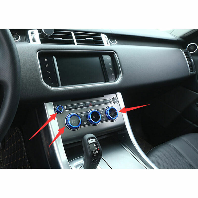 for Range Rover Sport 14-2017 Blue Alloy Center Console Ac Knob Button Ring Trim