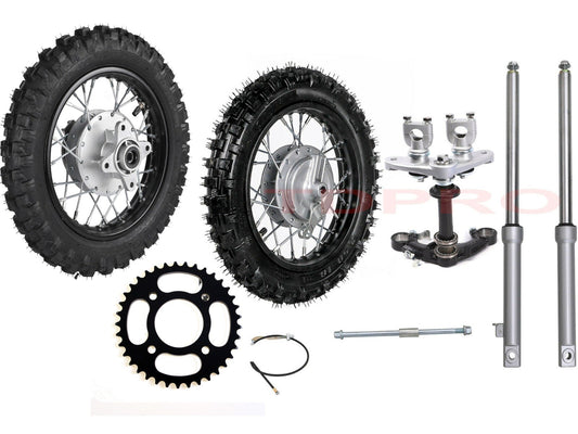 10 Front Rear Wheel + Front Forks for Mini Pit Dirt Bike Razor CRF50 TTR50 PW50
