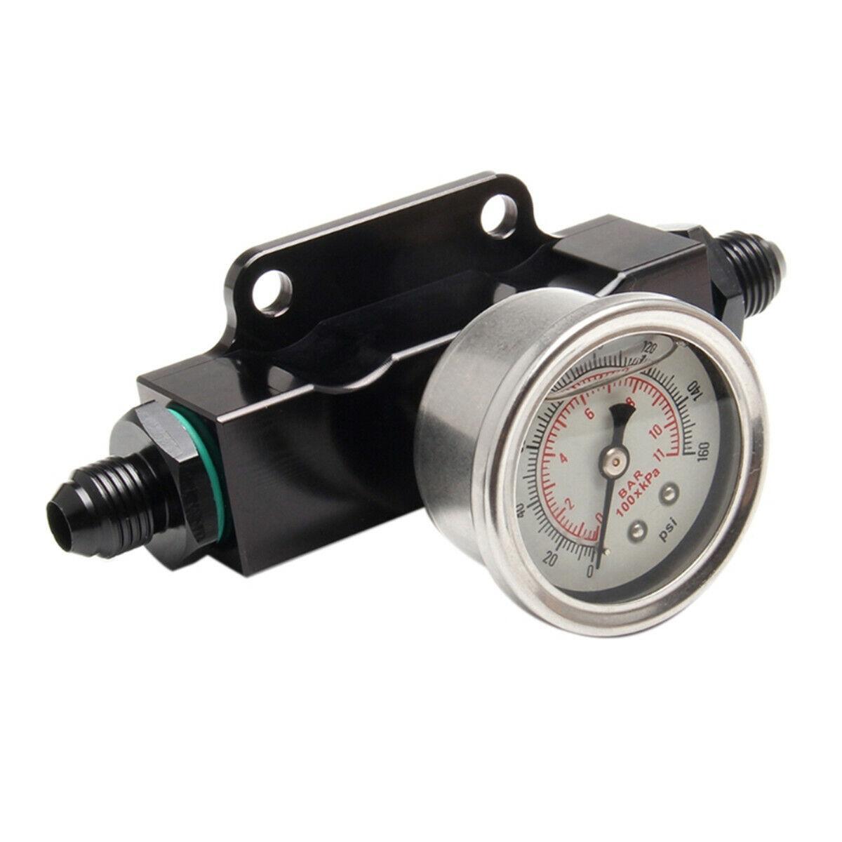 Automotive Inline 6 AN6 Fuel Filter with 1/8 NPT Pressure Gauge and Motor Performance - n