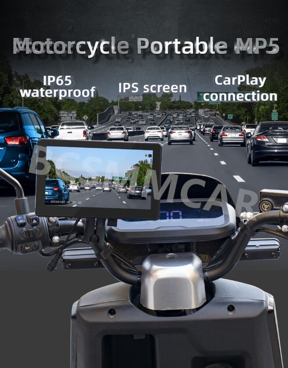 7in Touch Screen Monitor Dash Cam for Navigator Wireless CarPlay Fit For Motorcycles n
