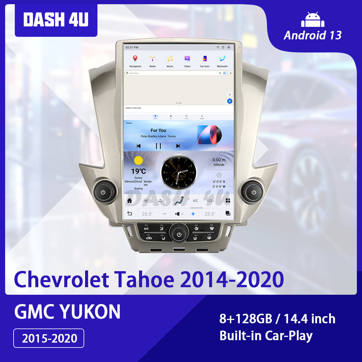 Android 13.0 for Tesla Style Radio 2K Screen Car GPS for Chevrolet Tahoe 2014-2020