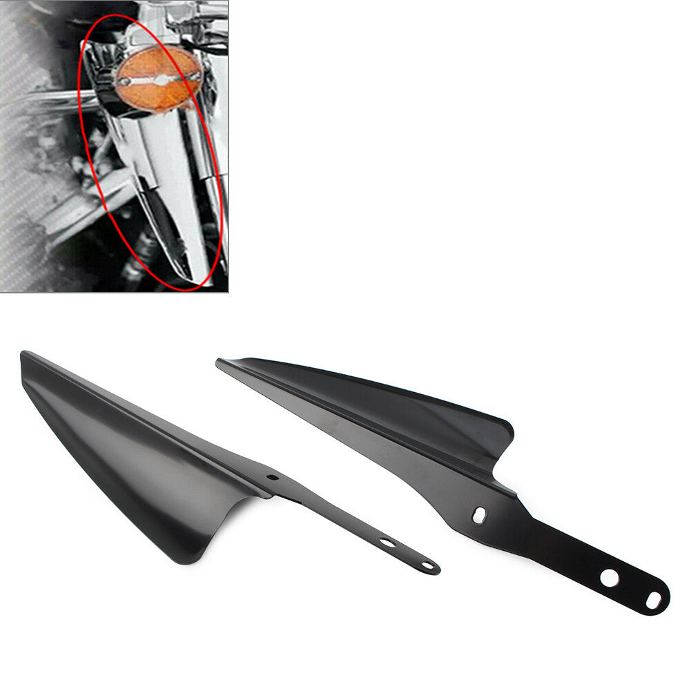 Black Front Fork Mount Wind Deflectors for Harley Touring Street Glide Road King
