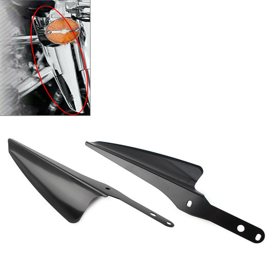 Black Front Fork Mount Wind Deflectors for Harley Touring Street Glide Road King