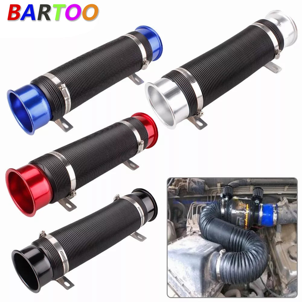 Cold Air Intake Hose Filter Pipe Universal 3Flexible Car Telescopic Tube Kit Q
