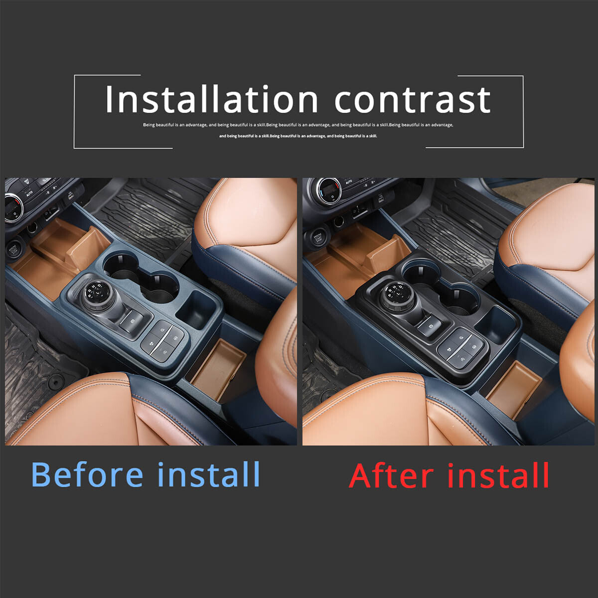Matte Black Center Control Gear Shift Knob Trim for Maverick 2022-23 n
