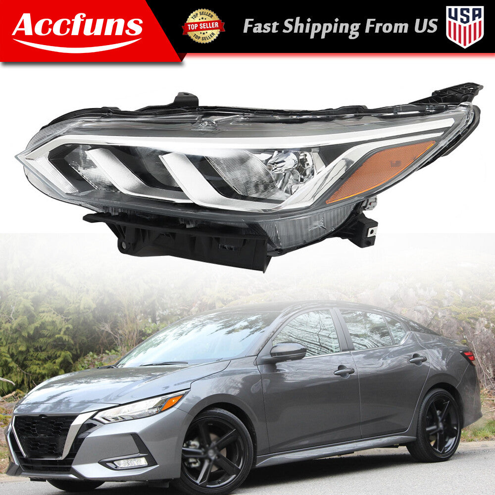 Halogen chrome LH projector headlights suitable for 2020, 2021, and 2022 Sentra S SV. n