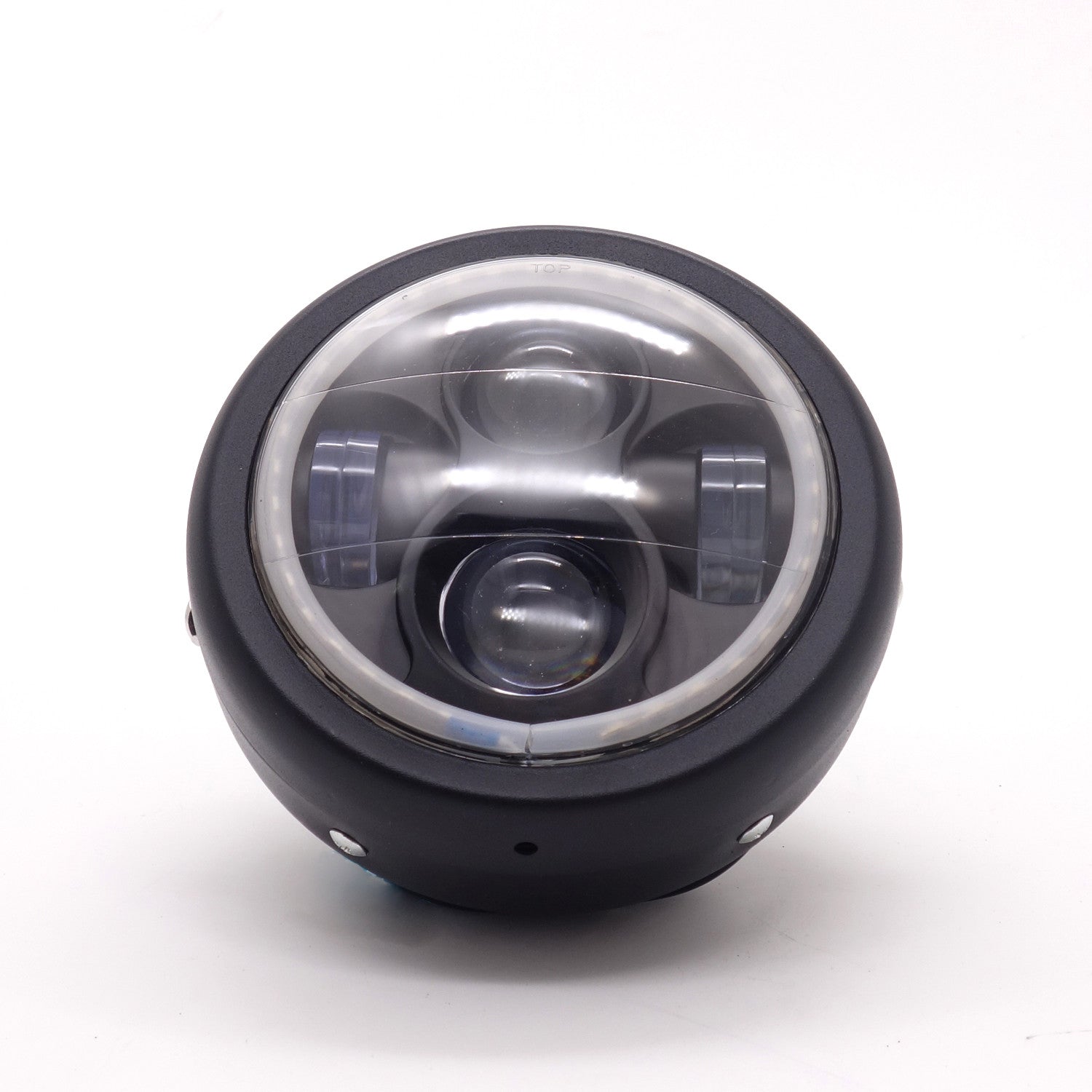 New Black Metal Blue Angel Eye LED Headlight for Harley Cafe Racer Custom Q