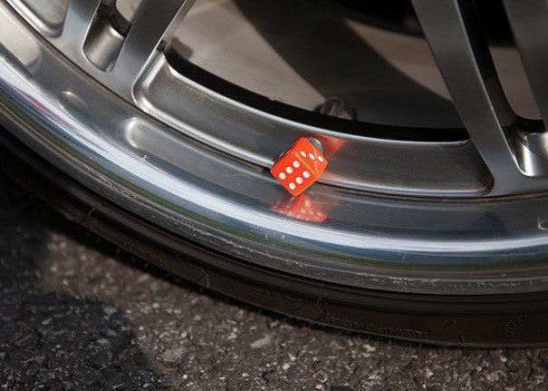 Orange Gem Dice Tire/Wheel Stem Air Valve CAPS set Universal Car truck hot rod