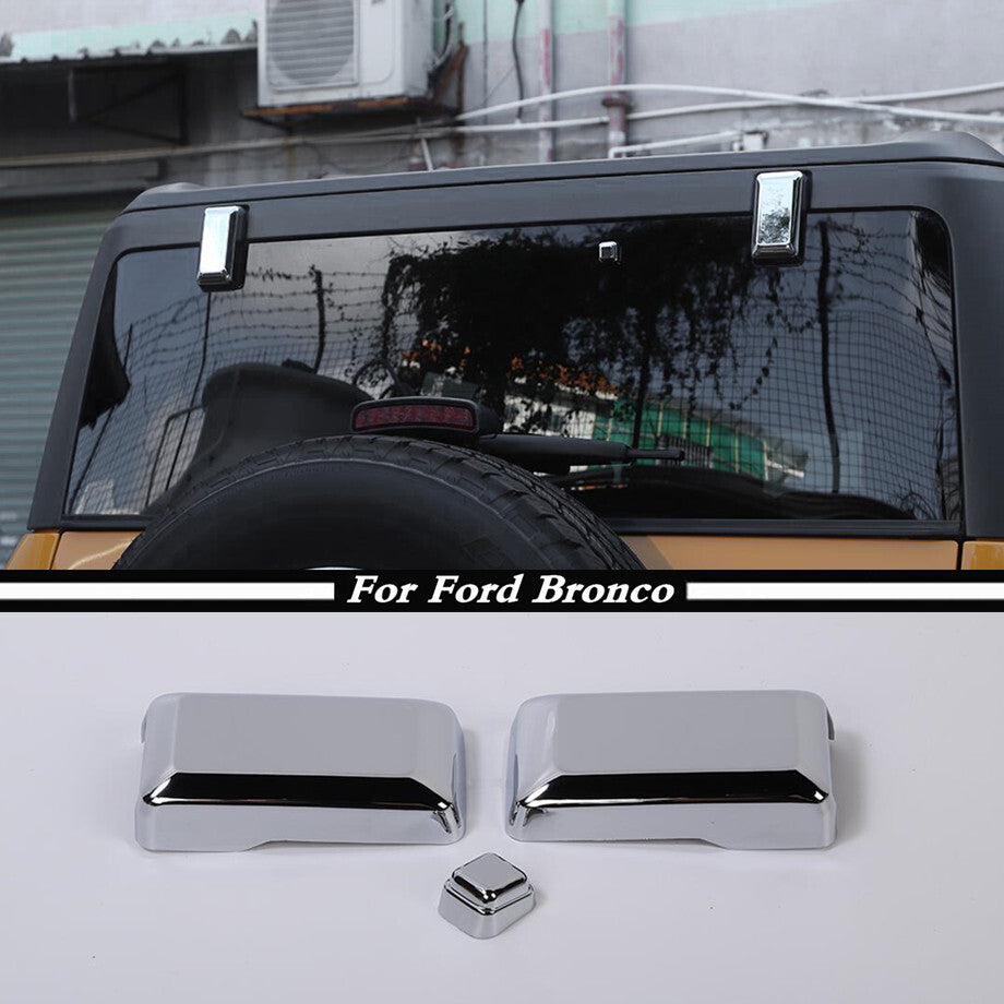 For 2021-2023 Bronco ABS Chrome Look Rear Window Glass Hinge Cover Trim 3P v