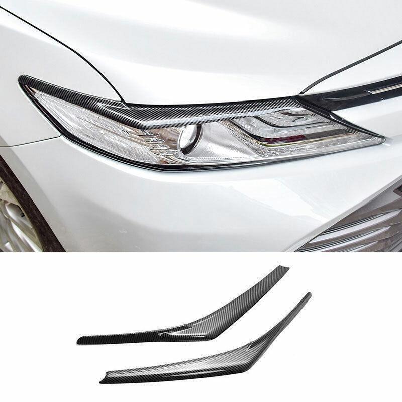for Toyota for Camry 18-23 Carbon Fiber Headlight Lamp Eyebrow decor Cover trim 2PC