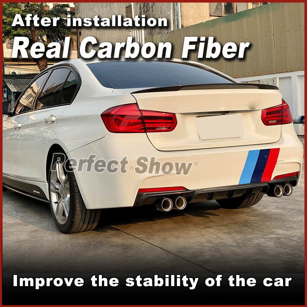 Fit for BMW F30 325i 335i M Sport 12-17 REAL Carbon Rear Bumper Diffuser Spoiler