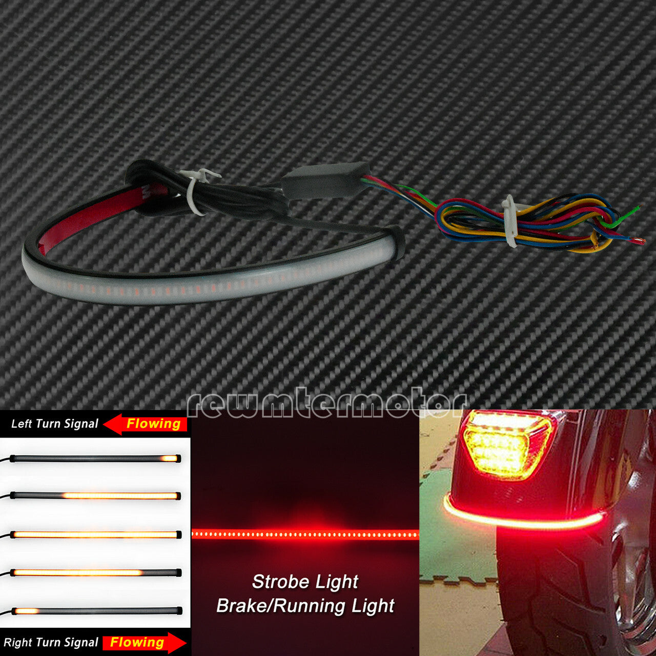 Motorcycle Flexible Flowing Turn Signal Brake Tail LED Light Fit for BMW ATV Q