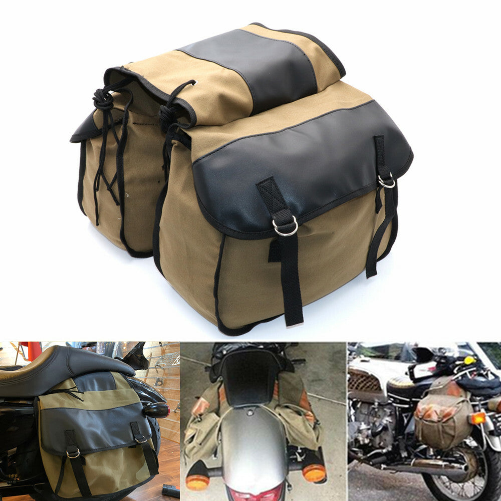 Motorcycle Pair Large Capacity Canvas Saddle Travel Tool Back for Seat Bag Saddlebag Q