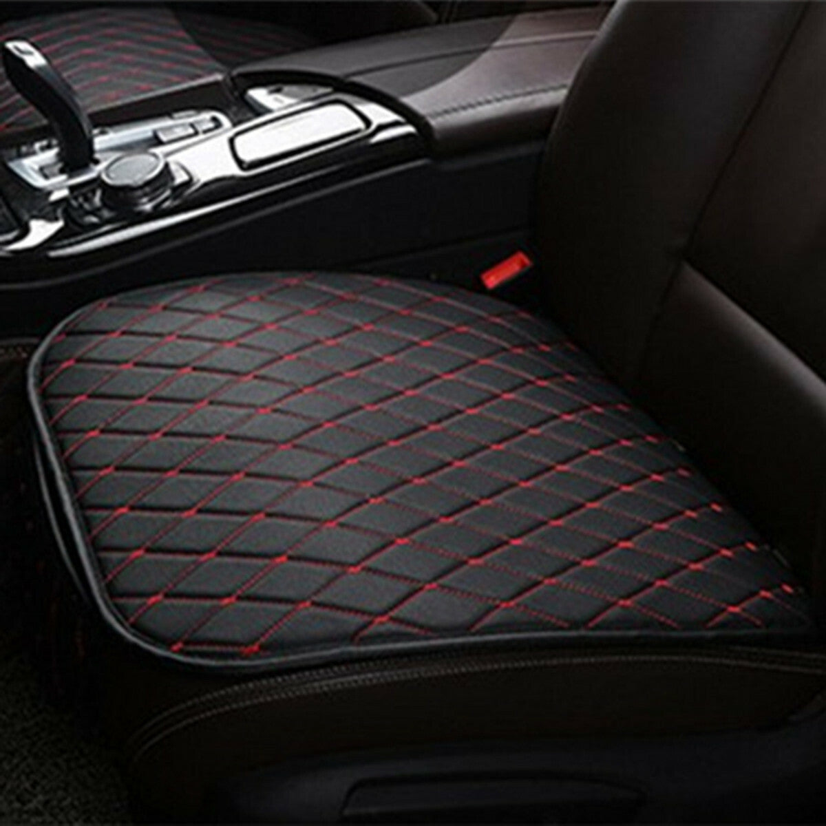 Car Front for Seat Cover Breathable PU Leather Pad Mat Chair Cushion Black/Red