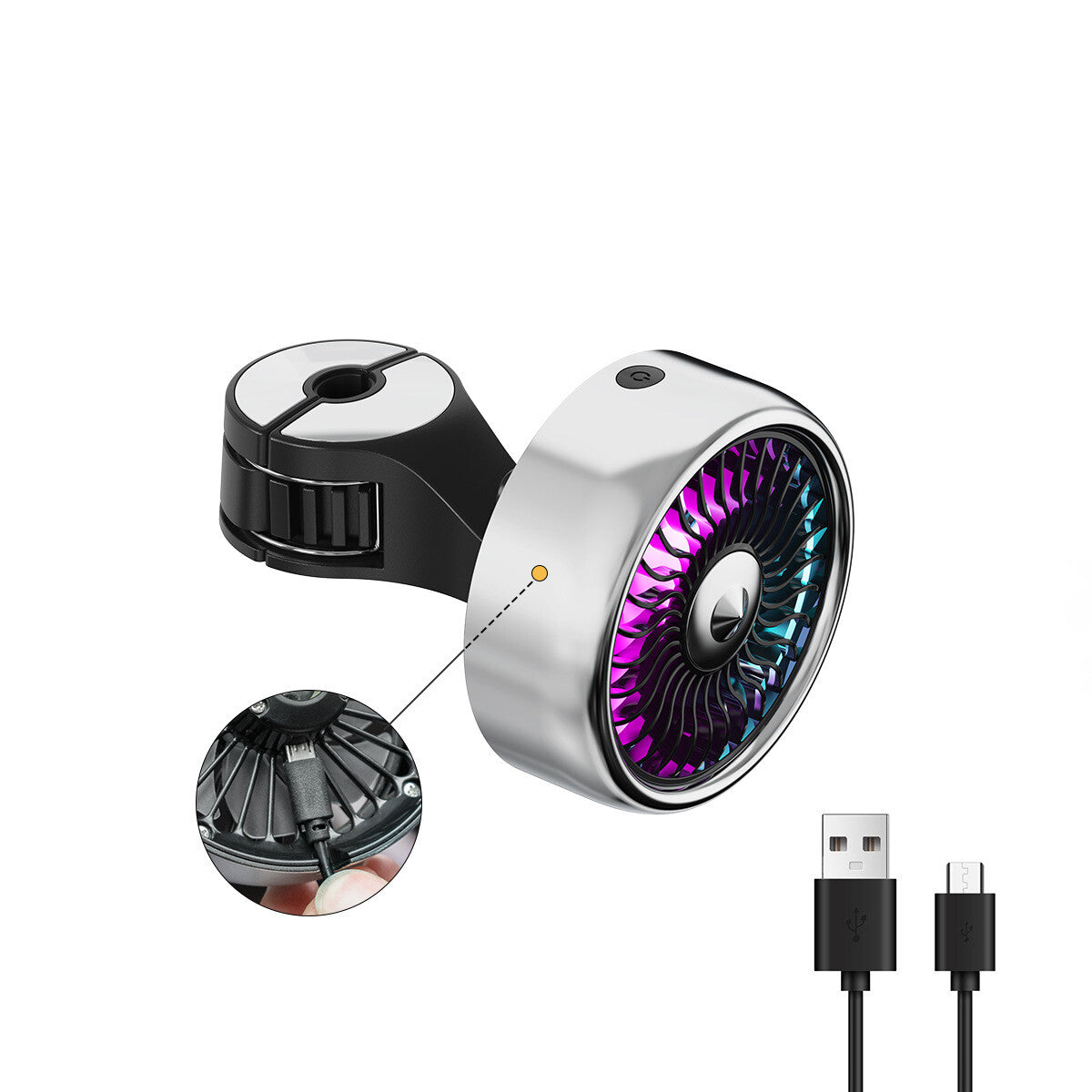 1* Cooling Car Fan Rear for Seat Headrest Window fan USB Plug for Car Black&White Q