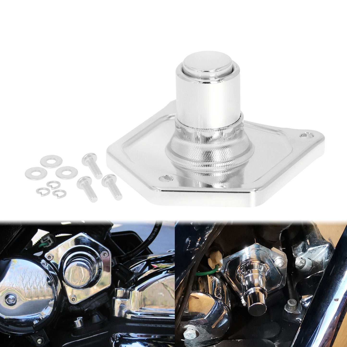 Chrome CNC Solenoid Cover Push Button Starter Fit for Harley Twin Cam 1999-2017