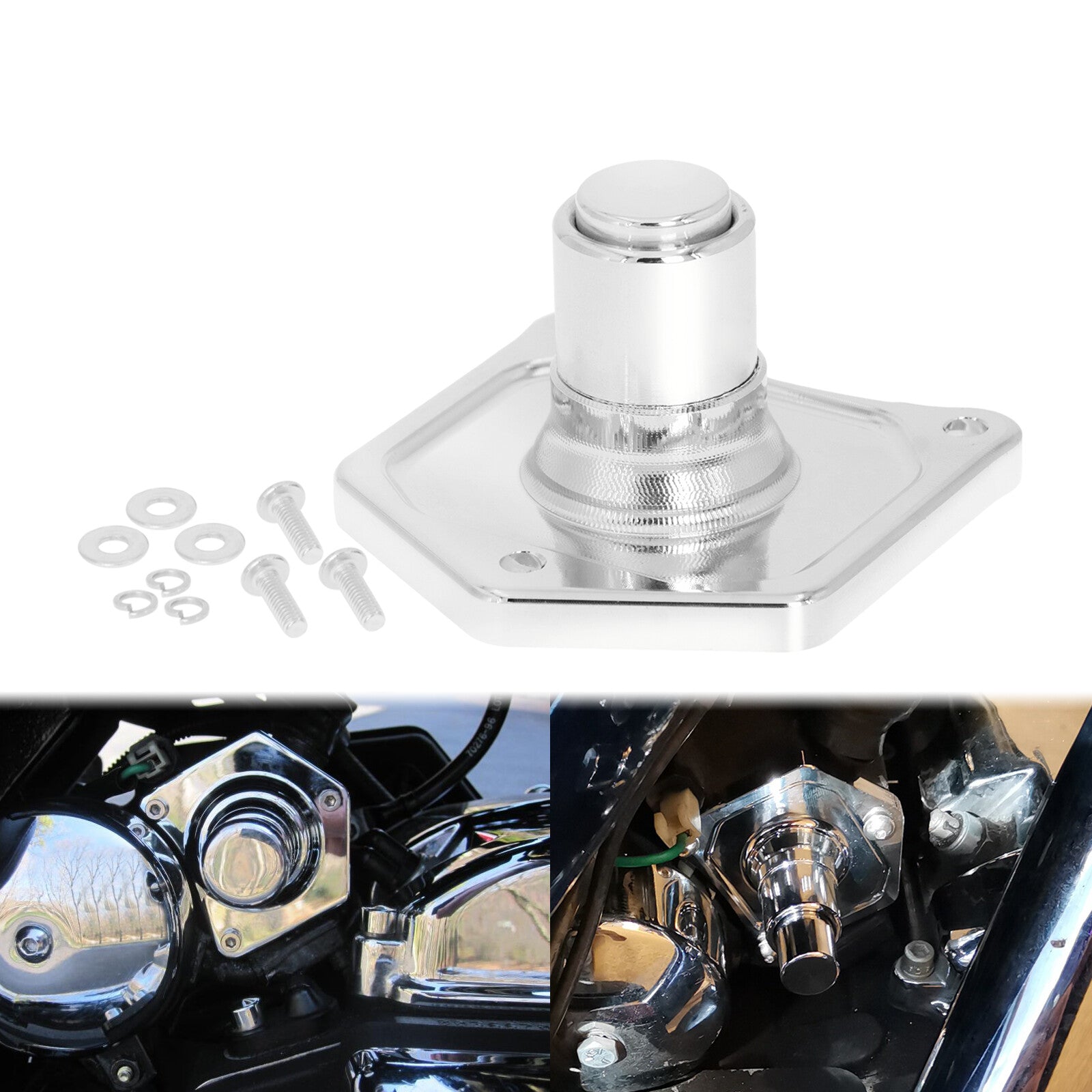 Chrome CNC Solenoid Cover Push Button Starter Fit for Harley Twin Cam 1999-2017