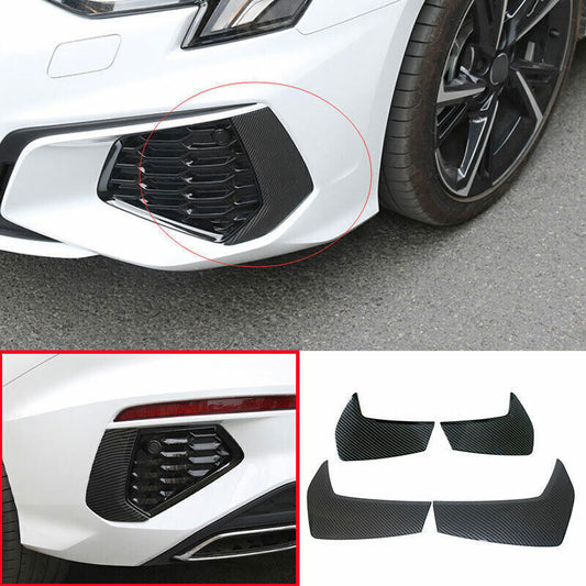 for Audi A3 22-23 ABS Carbon Fiber Front Rear Fog Light Lamp Strip Cover Trim 4X