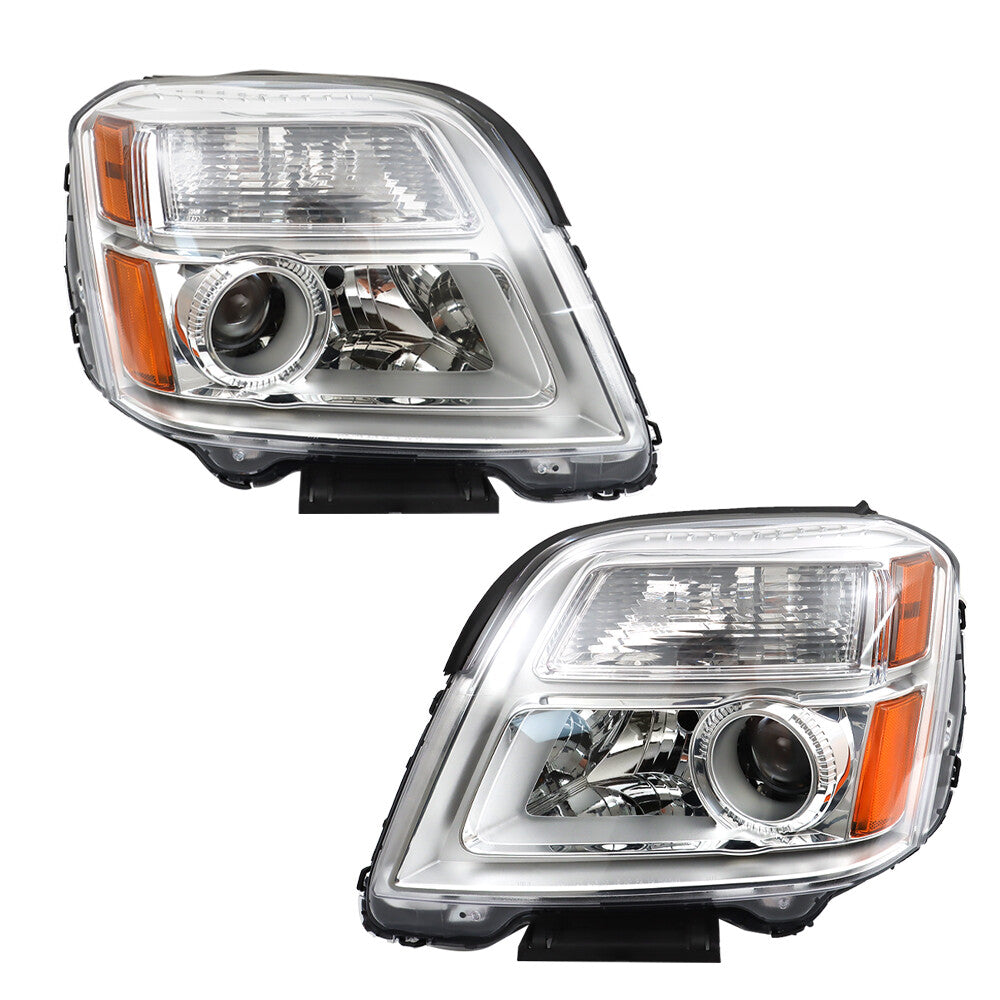 Headlight replacement parts for 2010-2015 for GMC Terrain LH+RH clear lens halogen lights. n