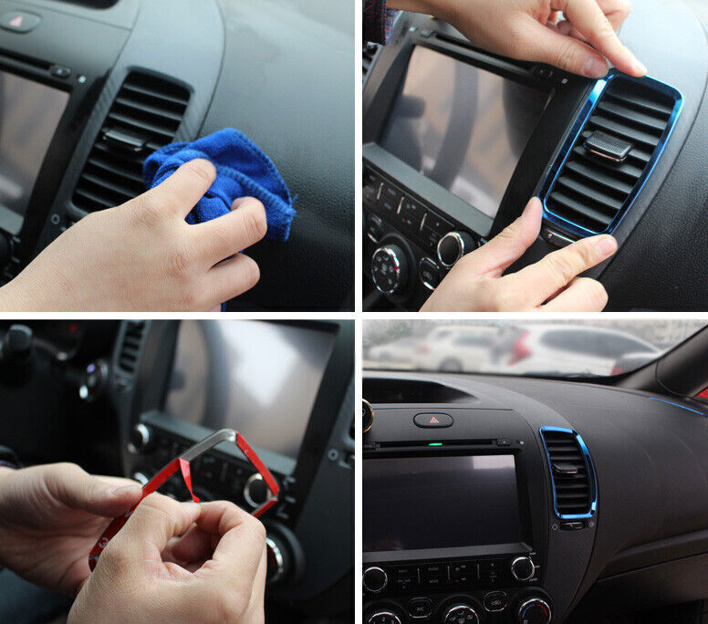 Middle Air Outlet Vent Cover Trim Car Fit for Kia K3 Forte 2014-18 Blue Titanium