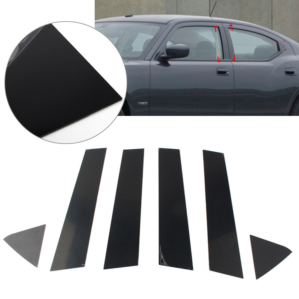 for Dodge Charger 2006-2010 6x Car Window Pillar Posts Door Trims Bright Black