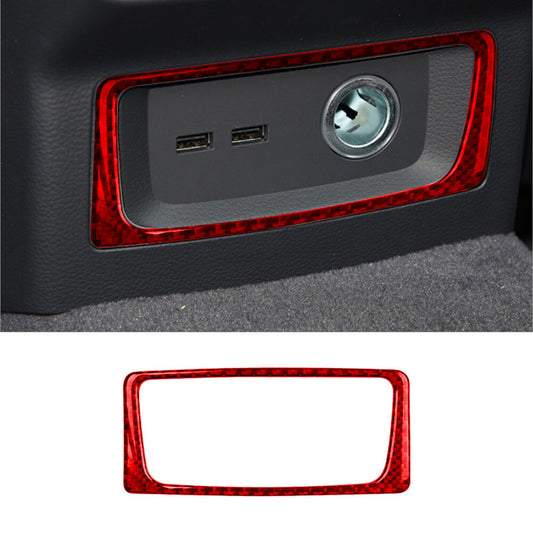 for Audi Q5 Red Carbon Fiber Interior Rear Cigarette Lighter Frame Cover Trim