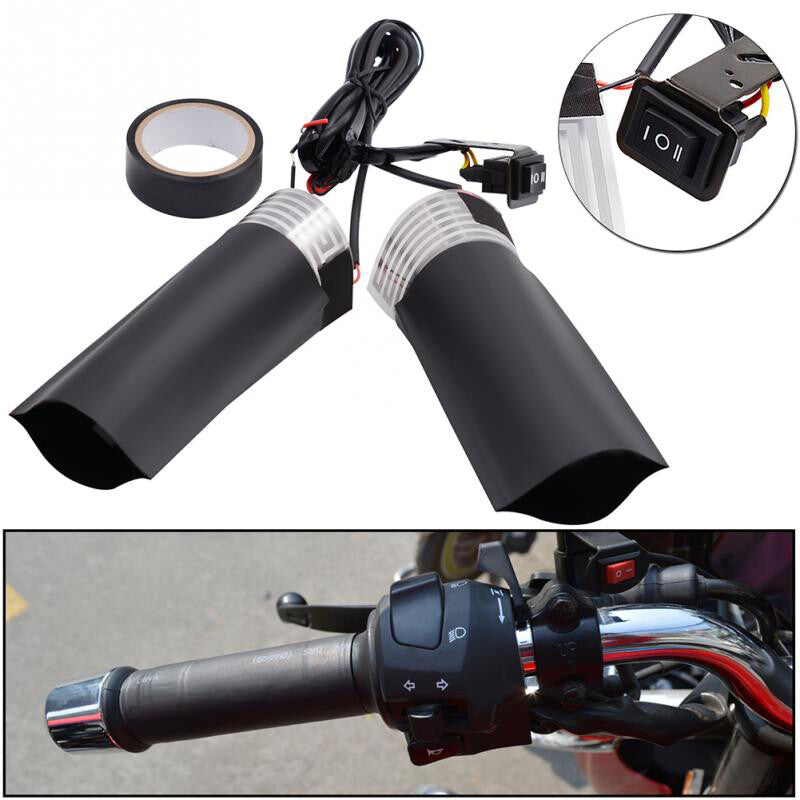 12V Motorcycle Bike Electric Heating Handlebar Warmer Heated Grips v