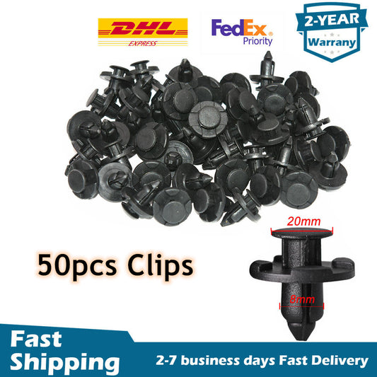 50PCS Plastic Car Rivets Fastener Fender Bumper Push Pin Clips Fit for Nissan 8mm