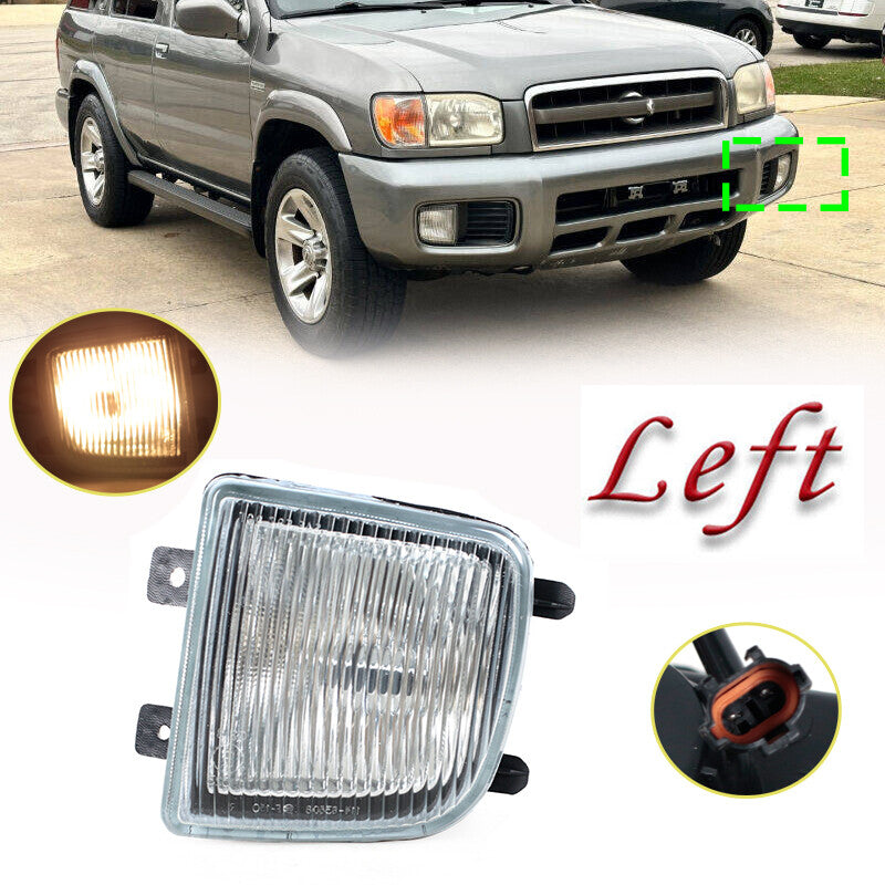 The left front bumper fog light/driving light is applicable to for Nissan Pathfinder models from 1999 to 2004.
