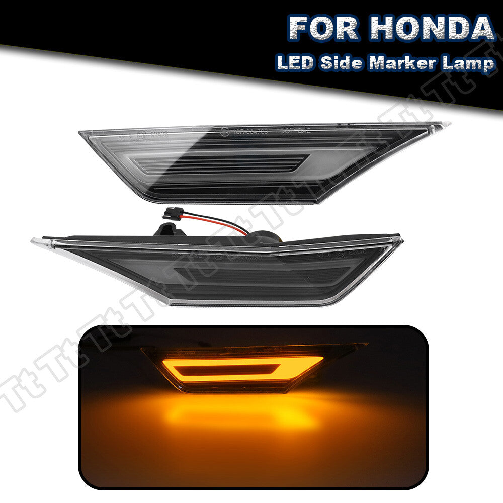 2 Switches LED Side Marker Turn Signal Lights Clear For 2016 - 2021 for Honda for Civic - v