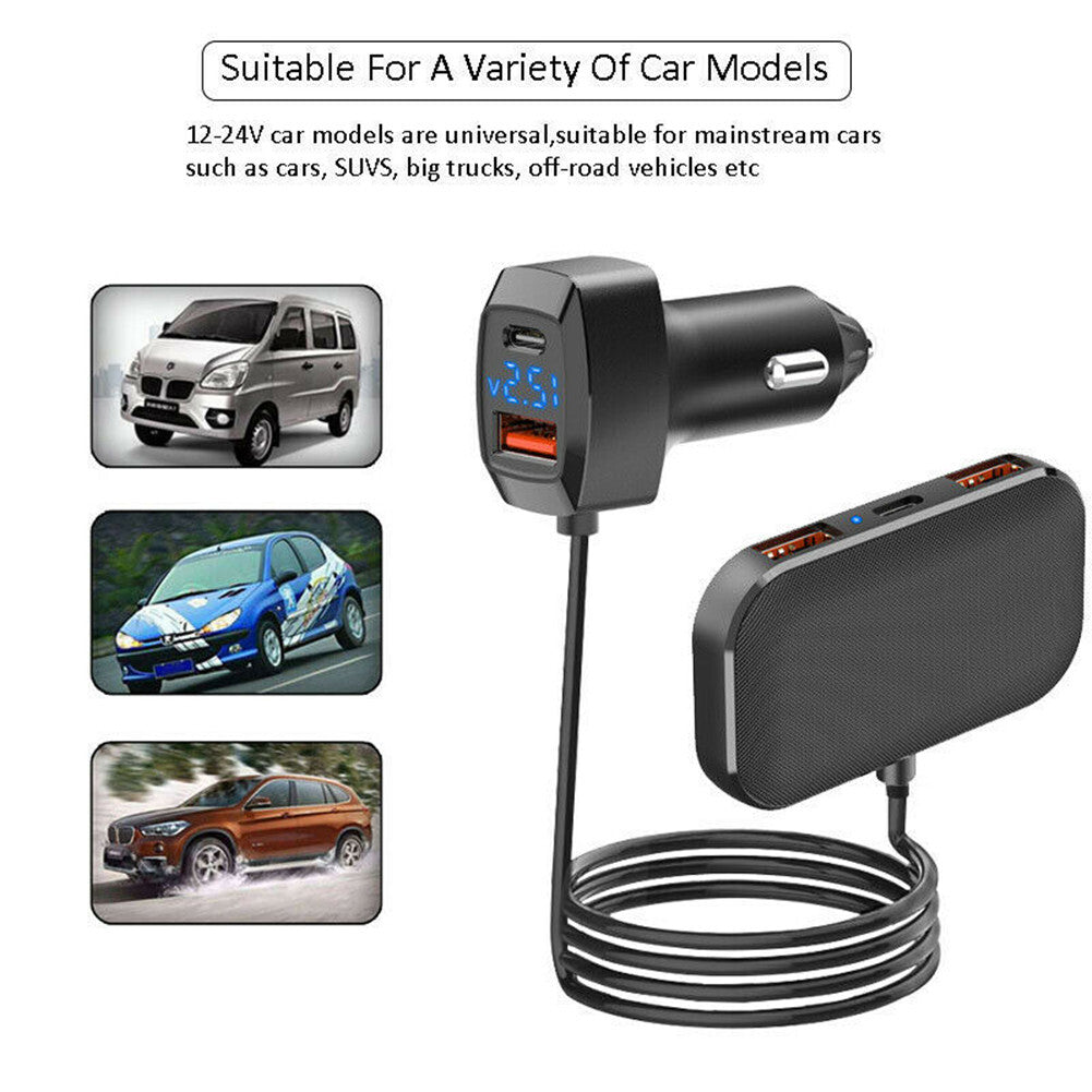 5-Port 5V/6.2A 31W USB Car Charger Cigarette Lighter Socket Charging Adapter