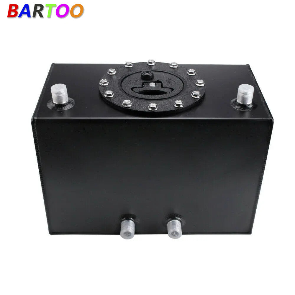 16L/4 Gallon Lightweight Coated Aluminum Racing Fuel Cell Tank Bottom Feed Black Q