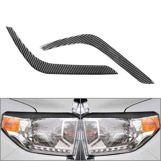 Carbon Fiber Headlight Eyelids Eyebrow Cover Trim for Toyota Tundra 2014-2021