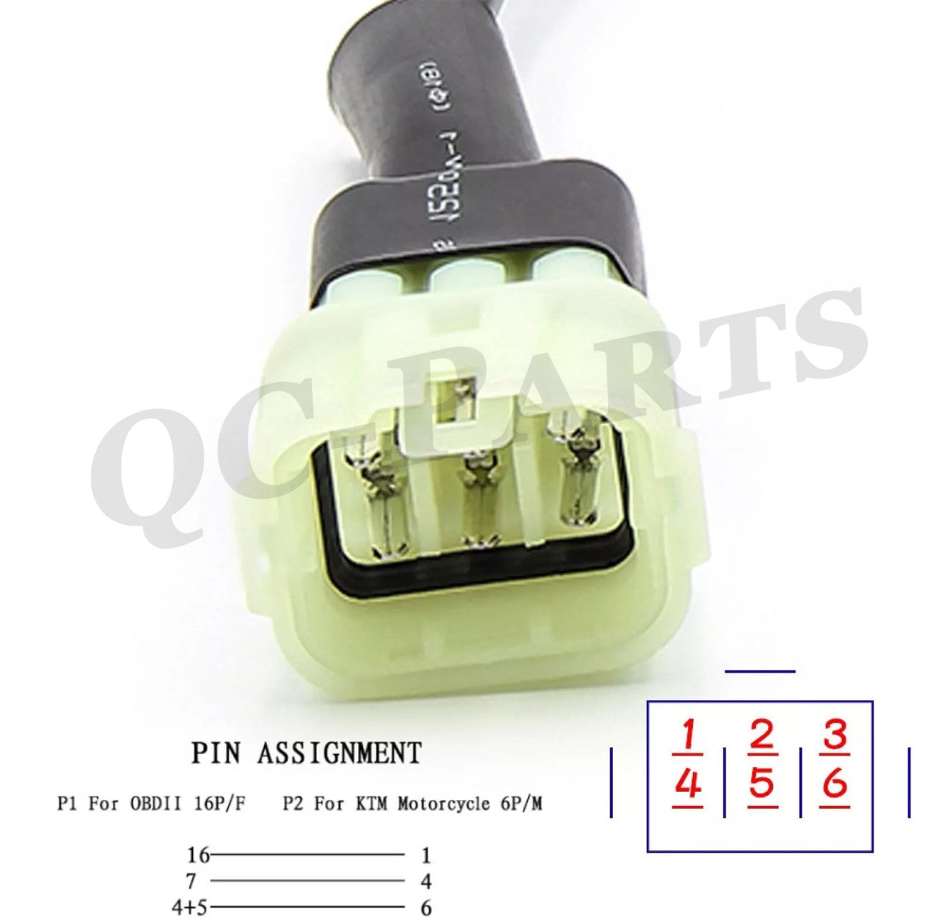 6-pin to OBD2 Diagnostic Cable Code Reader and Scanner Adapter for KTM Motorcycles Q