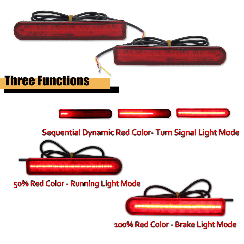 Red rear bumper reflector tail brake signal light for FJ Cruiser 2007-14- v