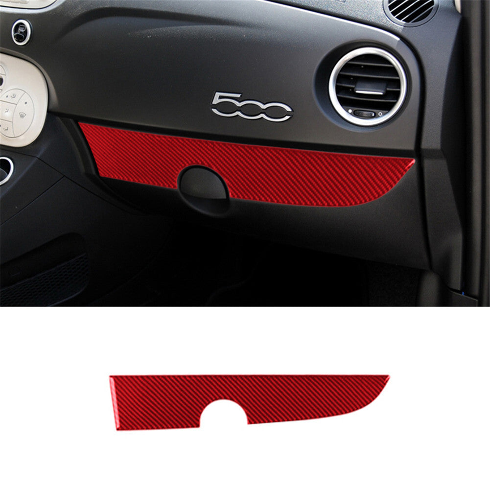 Red Carbon Fiber Interior Glove Box Panel Cover Trim Sticker For 12-15 for Fiat 500