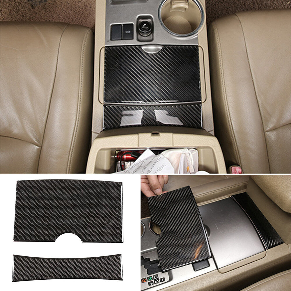 2¡ÁCarbon Fiber Central Control Storage Box Cover for T@yota Highlander 2009-2013