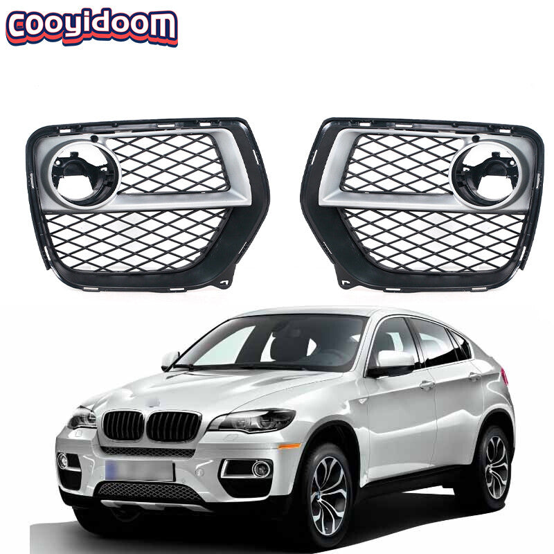 1 pair of front bumper fog lights, open ventilation grille, air intake cover suitable for BMW X6 2012-2014