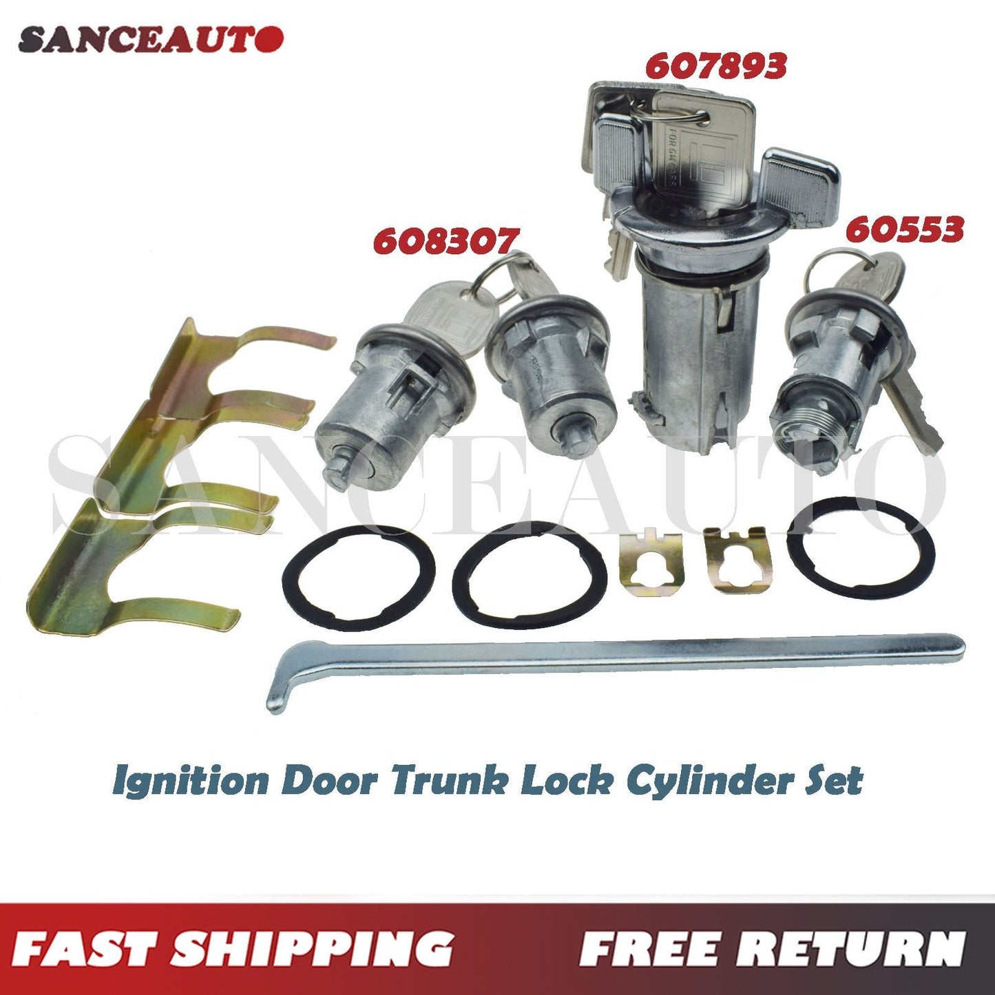 New for Chevy for Pontiac for Buick Ignition Door Trunk Lock Switch Cylinder W/ Keys Set n