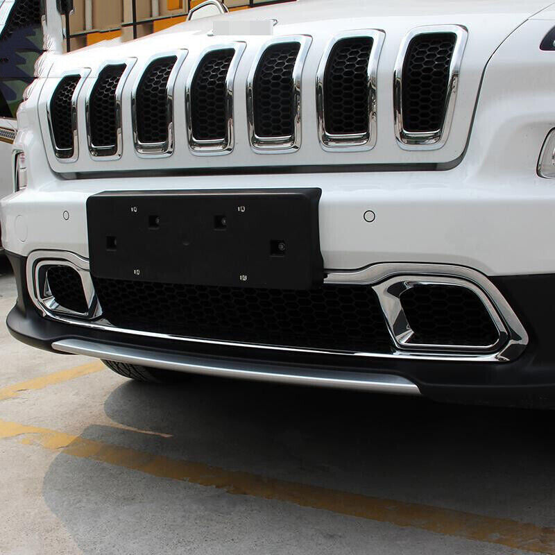 for Jeep Cherokee 2014-2018 Chrome Front Bumper Grill Grille Air Outlet Trim 2P