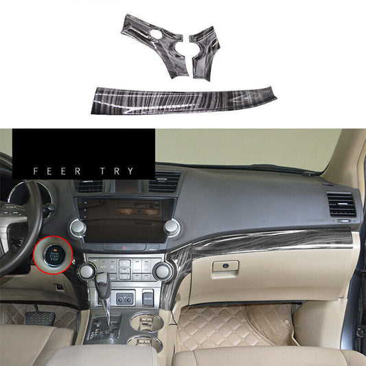 Black Wood Grain Central Console Dashboard Trim for Toyota Highlander 2008-2013