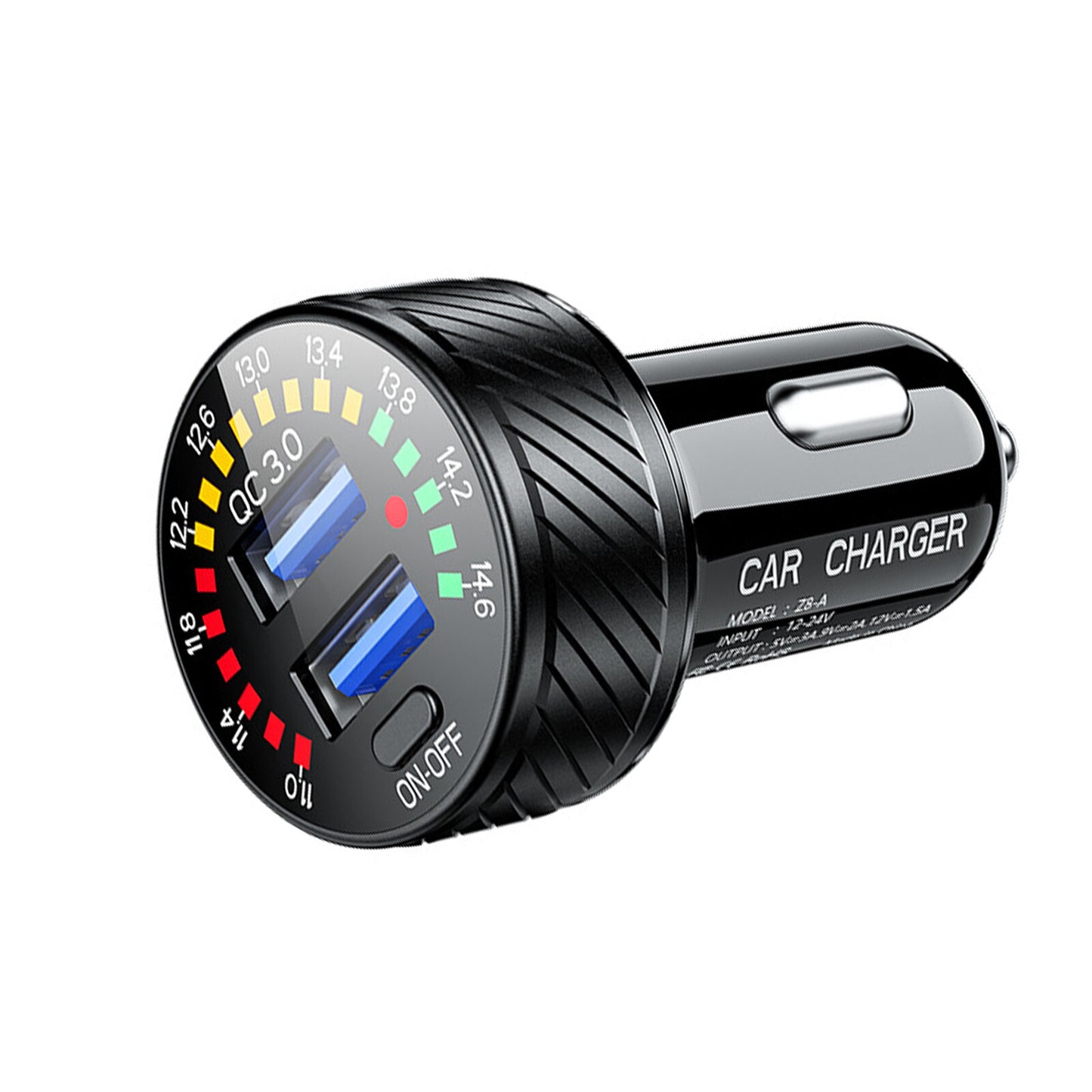 36W Dual USB QC3.0 Fast Car Charger Cigarette Lighter LED ON/OFF Power Adapter