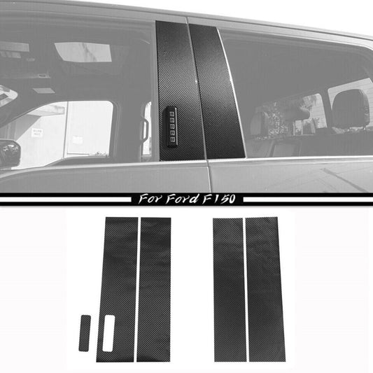 For 2015-2022 F150 Carbon Fiber Look Door Trim B Pillar Posts Sticker v