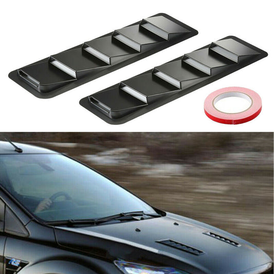 Universal 2 Pcs ABS Black Car Engine Hood Vent Louver Scoop Air Flow Intake Cool