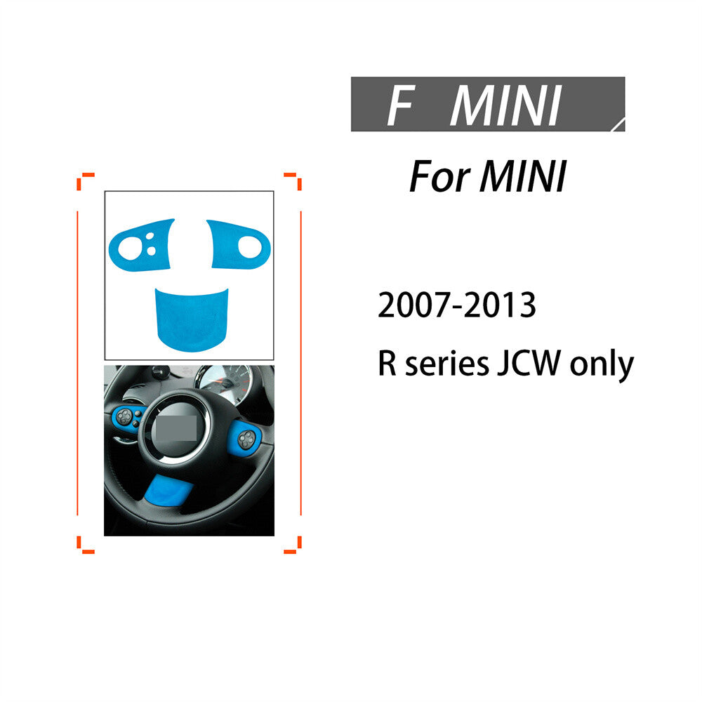 Suede Blue Steering Wheel Button Trim for BMW for Mini Cooper R55 R56 R57 R58 R59R60