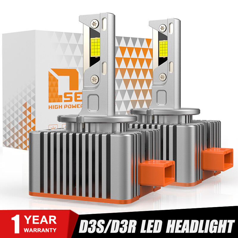 D3S D3R LED Headlight Bulbs 200W 6000K Super White HID Xenon Conversion Kit NEW