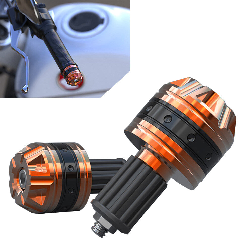 CNC Aluminum Motorcycle Handle Grips End Bar Handlebar Plug Cap Slider Orange Q