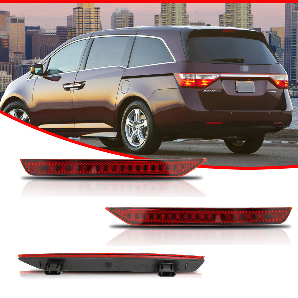 The red reflector component is suitable for the rear bumper brake lights of the 2011-2017 for Honda Odyssey- v