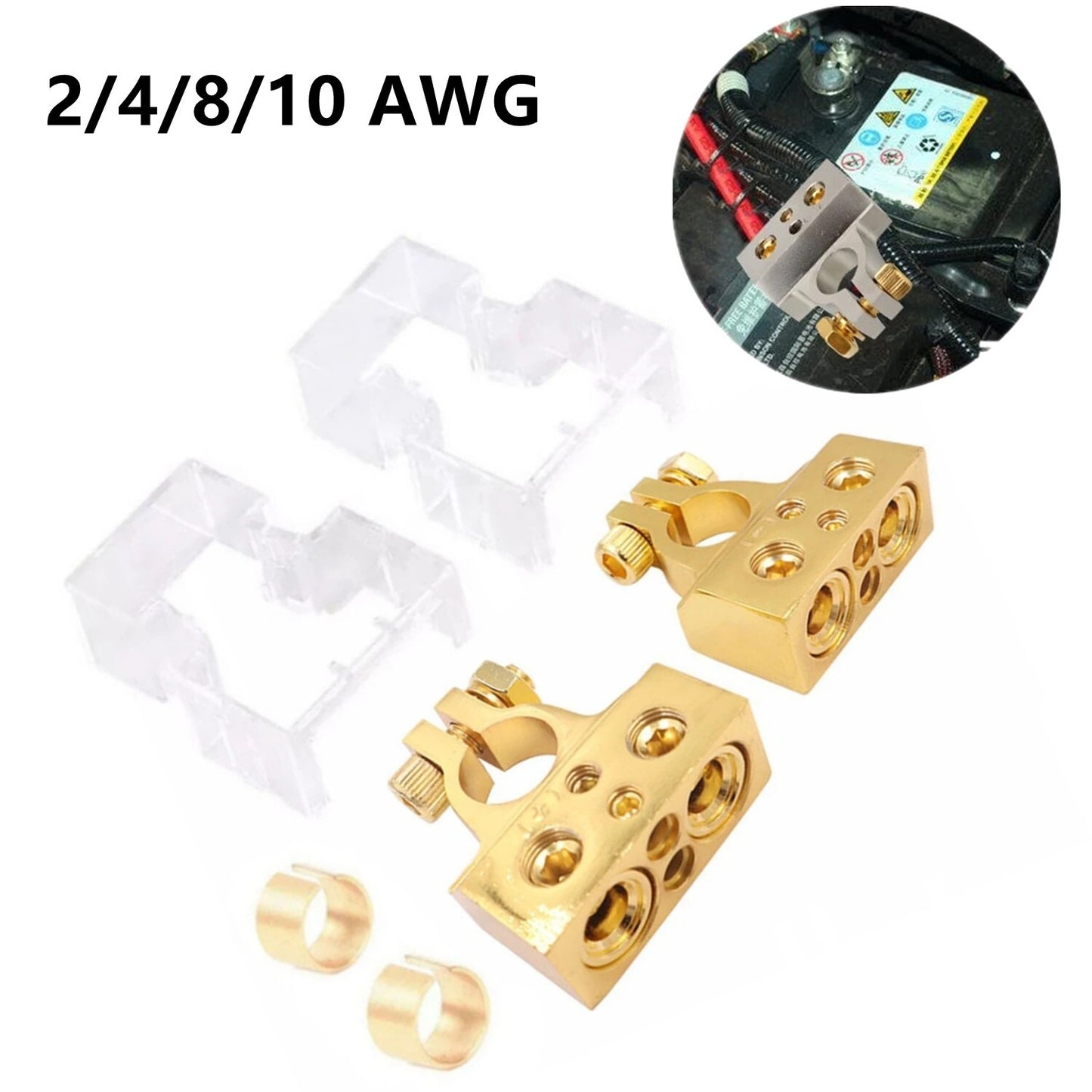 2-Pack Automotive Battery Terminal Connectors, Automotive Battery Head Positive and Negative Plates